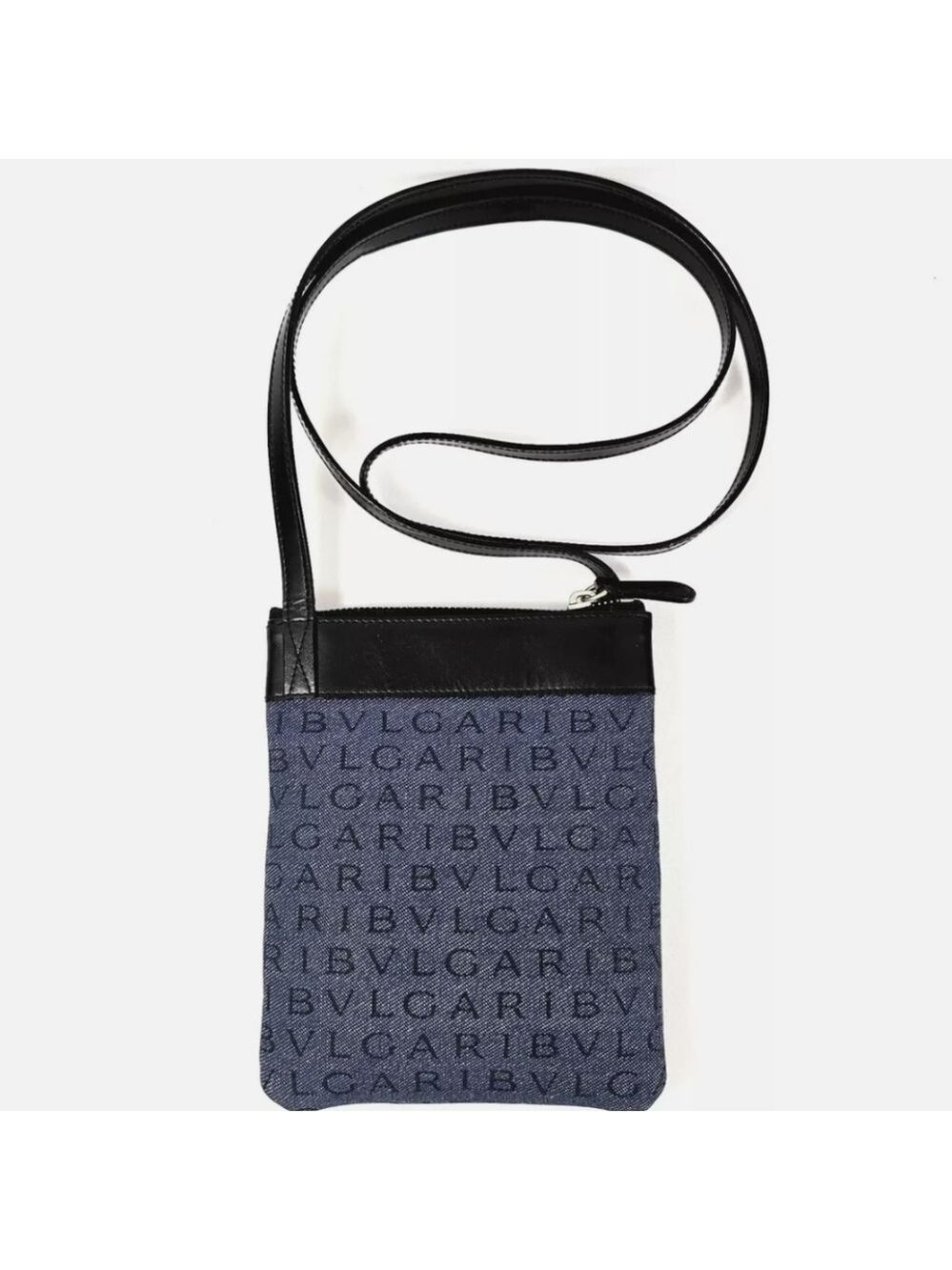 Bvlgari Women's Flat pouch shoulder strap/denim blue/Crossbody Bag “excellent”